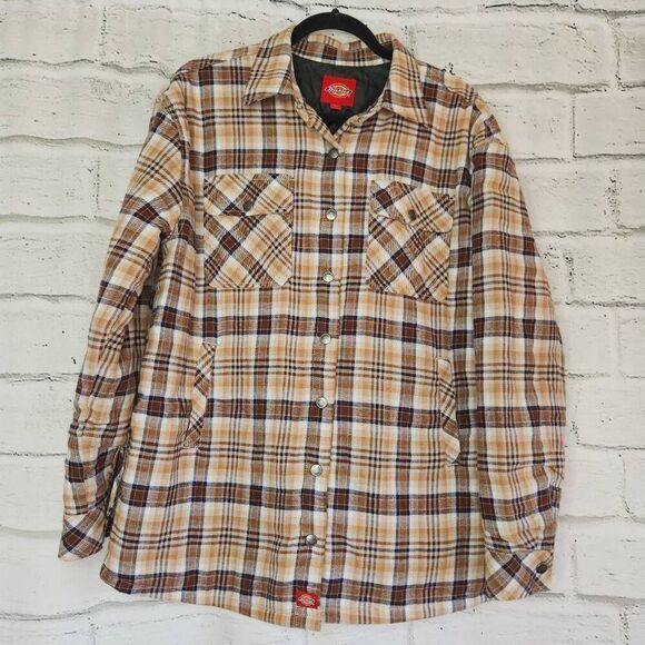 Dickies Womens Multicolor Plaid Oversized Cotton Quilted Lined Shacket Small - Picture 1 of 12